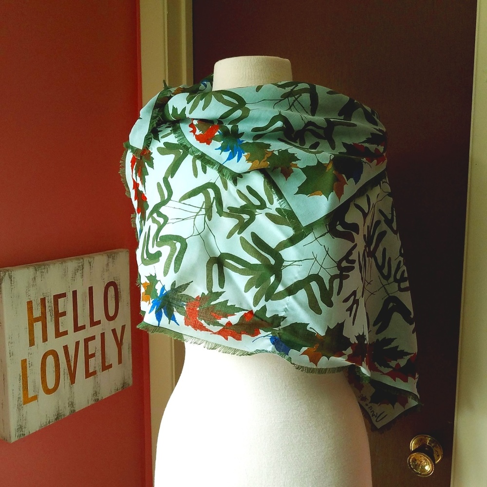 1960s/1970s Vera Neumann Autumn Fall Leaves Scarf